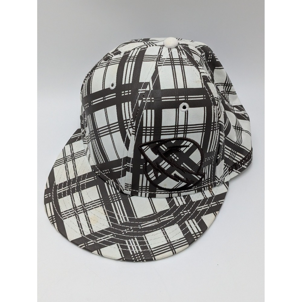 Lost‎ Enterprise Hat Mens 7 1/8 Black White Plaid Ninety Three Fitted Skater Cap